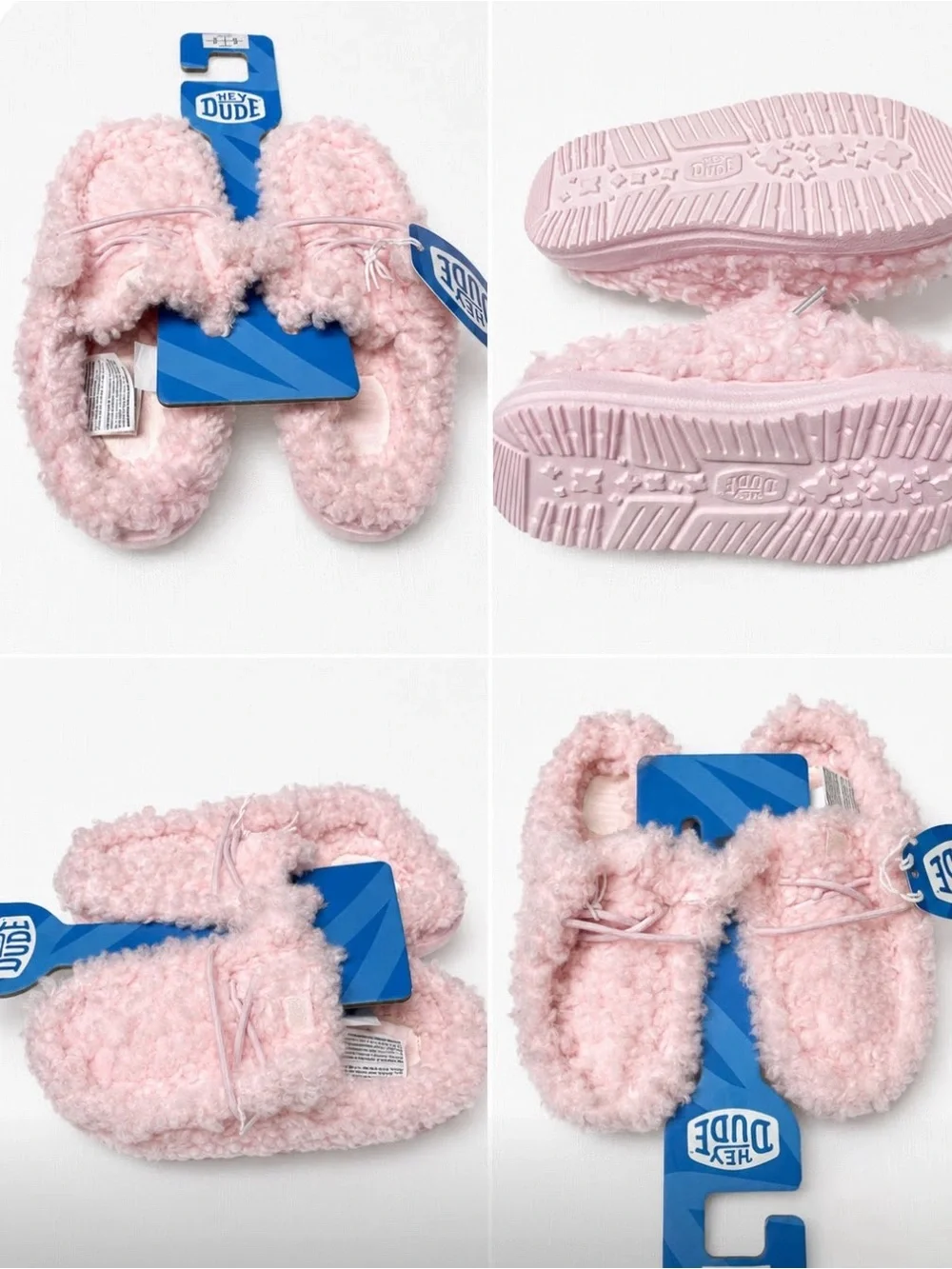 Hey Dude Kids Light Pink Fuzzy Slip-Ons